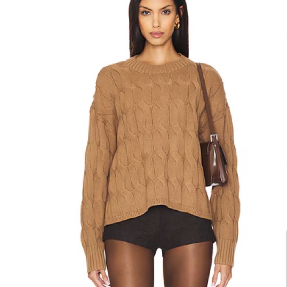 Pistola Eva Sweater XL Caramel Cable Knit Cotton Chunky Fisherman Y2K Preppy